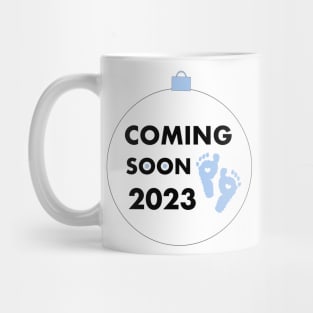 Coming soon 2023 blue baby foot prints Mug